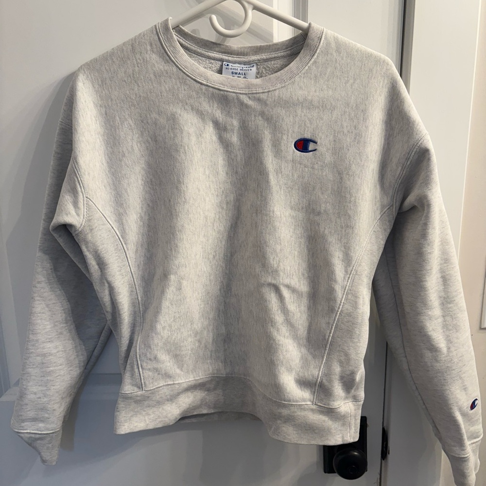 Champion Gray Crewneck Sweater Soft Cotton Blend